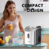 Nugget Ice Maker Countertop with Handle, Ready in 6 Mins, 34lbs Per Day, Removable Top Cover, Auto-Cleaning, Portable Sonic Ice Maker with Basket and Scoop, for Home/Party/RV/Camping (Black)