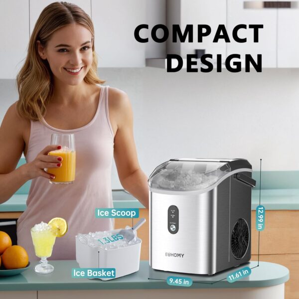 463838e94f1a44d8bc3b2a80e5c9ae76 Nugget Ice Maker Countertop with Handle, Ready in 6 Mins, 34lbs Per Day, Removable Top Cover, Auto-Cleaning, Portable Sonic Ice Maker with Basket and Scoop, for Home/Party/RV/Camping (Black)