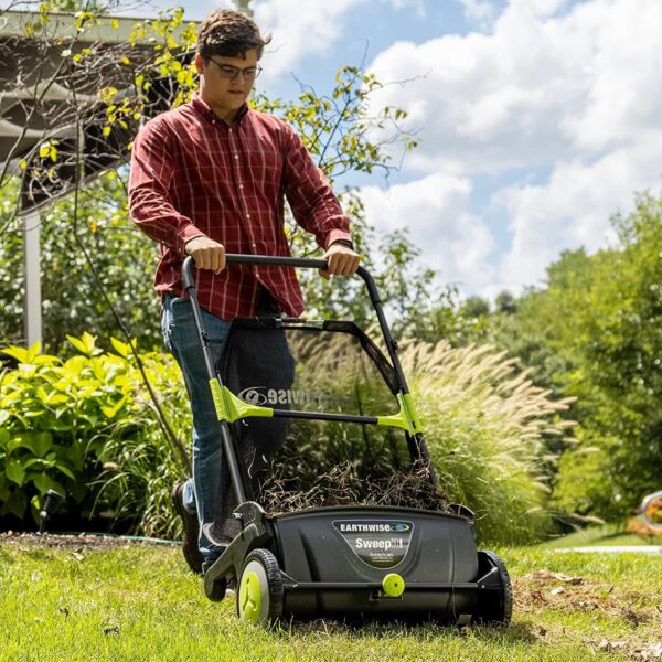 465c46a9735945e9bbfa249935d98989 21-Inch Width Leaf & Grass Push Lawn Sweeper, Black