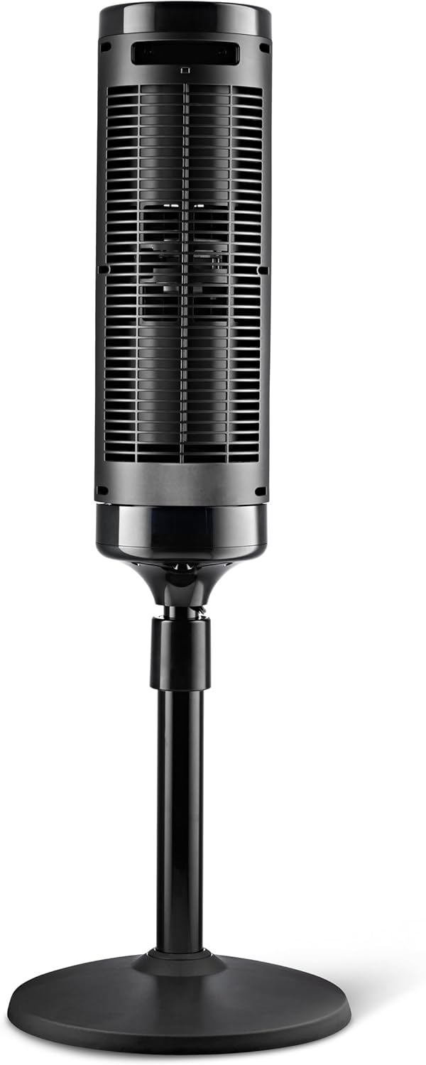 466e8e6a7ad04fe1970bedd407f4915f LASKO Elevation 42”-54” Adjustable Height Pedestal Tower Fans for Home, 31 ft/s Airflow, Quiet 28 dB on Low, 90° Oscillation, 12 Hour Timer, Remote Control, Black, EST100