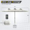15ft Patio Umbrella with Solar Lights, Large Double Umbrella Outdoor, Rectangle 180''x106'' Umbrellas with 156 PCS LED Lights and Crank Handle for Backyard Deck Pool Shade in Black(1.9" Pole)