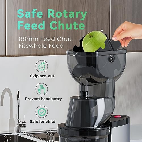46dbea10d63a40feb8d57b4db7198983 Masticating Juicer, 300W Professional Slow Juicer with 3.5-inch Large Feed Chute