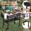 Portable Outdoor Grill Table, Folding Grill Cart Solid and Sturdy, Blackstone Griddle Stand Large Space, Blackstone Table with Paper Towel Holder, Grill Stand for Blackstone Griddle, Ninja Grills etc