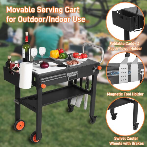 46e9d13683c249cd9c10e1ad44e4cfe7 Portable Outdoor Grill Table, Folding Grill Cart Solid and Sturdy, Blackstone Griddle Stand Large Space, Blackstone Table with Paper Towel Holder, Grill Stand for Blackstone Griddle, Ninja Grills etc