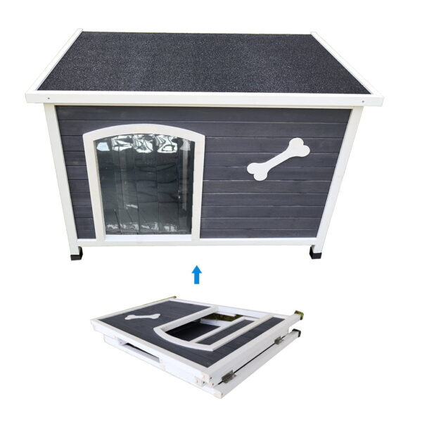Outdoor Dog House, Large Wooden Waterproof Dog Cage, Windproof Warm Dog Kennel Easy to Assemble