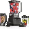 Blender, Mega Kitchen System, 1500W, 4 Functions for Smoothies, Processing, Dough, Drinks & More, with 72 Blender Pitcher, 64 Processor Bowl, 2 Nutri Cups + Lids, Black, BL770