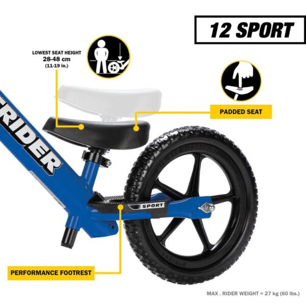Strider - 12 Sport Balance Bike, Ages 18 Months to 5 Years - Blue