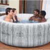 Bestway SaluSpa Fiji AirJet Large Round 2 to 4 Person Inflatable Hot Tub Portable Outdoor Spa with 120 AirJets and EnergySense Cover, Grey
