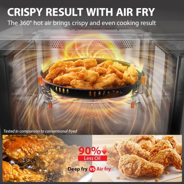 482b06ef600149da8f74357710767a6b Air Fryer Combo 8-in-1 Countertop Microwave Oven, with Convection, Broil, Odor Removal Mode, 12.4" Position Memory Turntable, Child-Lock, 1.0 Cu.ft, Black Stainless Steel, ML2-EC10SA(BS)