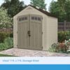 Suncast Vista 7x7 Storage Shed with Multi-Wall Resin Panels, 4 Skylights, IllumiVent System, and Pad-Lockable Doors, 84" D x 84" W x 98" H, Made in The USA