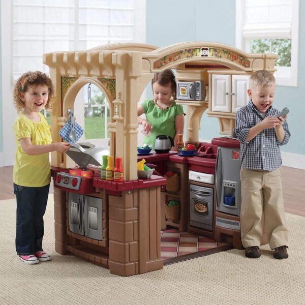 Step2 Grand Walk-in Kitchen Plastic Play Kitchen and Kid Grill, Brown