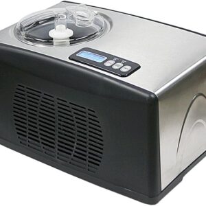 Automatic Ice Cream Maker, 1.6 Quart, Stainless Steel, Built-in Compressor, LCD Display, Timer, Black/Pink