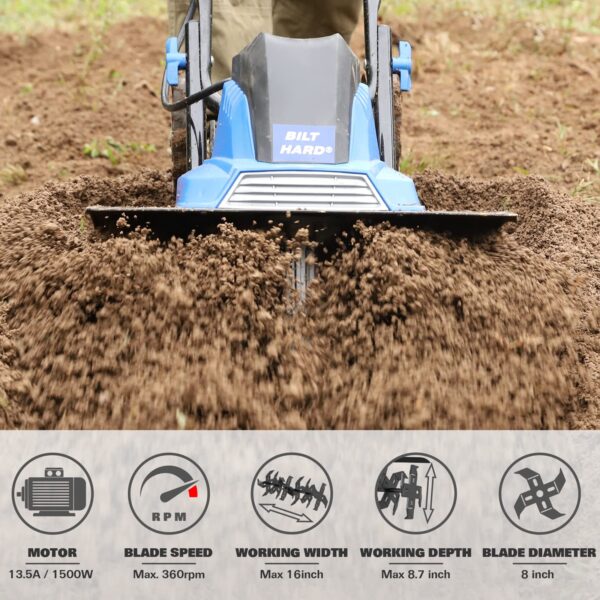 48a513bf88cf4bd996713f9367c09778 BILT HARD Electric Garden Tiller Cultivator 16 inch