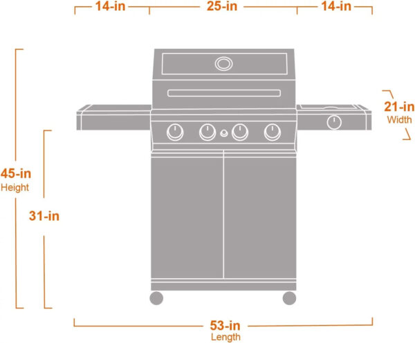 48cf9e3a387e41ac92ad836f6128fb2f Mesa 4-Burner Propane Gas Grill in Stainless Steel with Clear View Lid, Side Burner, and LED Controls by Monument Grills