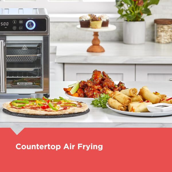 48e79869e6874cb3876df367572fdda1 Crisp 'N Bake Air Fryer Toaster Oven Combo, 12 in 1 Countertop Convection Oven Cooks Food Fast, Fits a Whole Pizza or 6 Toast Slices, French Doors with Stainless Steel Finish