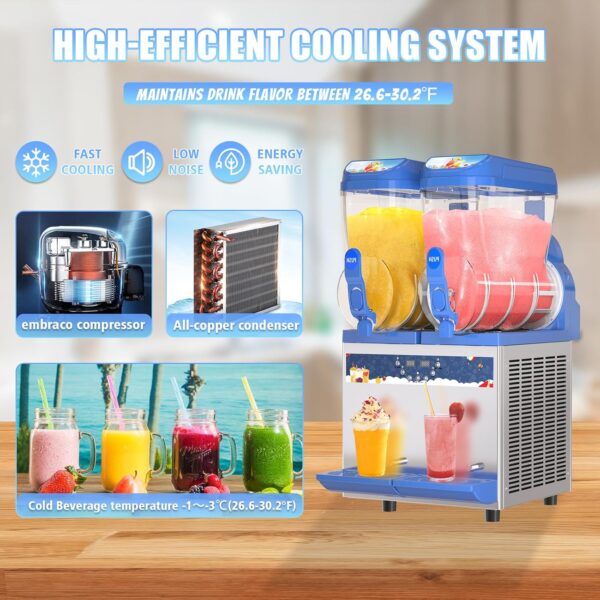 491f49fa53b84b64bda44c7bed093288 Commercial Slushy Machine - 1000W 30L Tanks Slush Maker Machine 304 Stainless Steel Commercial Margarita Machines Efficient Cooling the Ideal Slushie Maker for Bars Cafes Restaurants