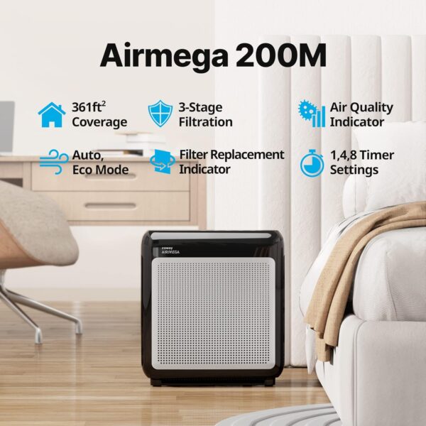 496feac7fc7b4b4eb1fedec4fb494efd Air Purifiers for Home Up to 1,748ft², True HEPA Filter for Smoke, Allergies, Pet Dander, Odor, Air Quality Monitor, Auto&Eco Mode, Timer, Filter Indicator, 3yr Warranty, 200M, Black