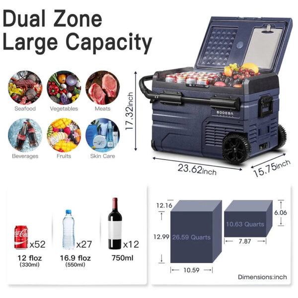 4978d06210d84c4b881e7b74d2a9515f 12 Volt 37 Qt. Portable Car Refrigerator, Car Freezer for Outdoor, Camping, Travel, RV,APP Control
