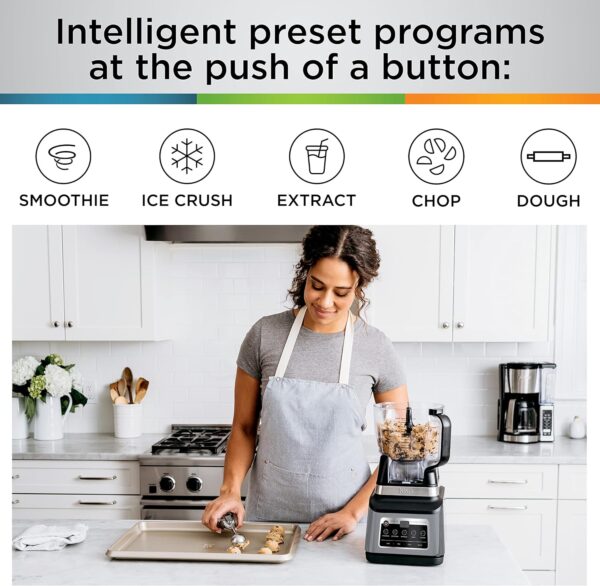 49bf91fd771d48bd8457fbe3dc556d81 BN801 Professional Plus Kitchen System, 1400 WP, 5 Functions for Smoothies, Chopping, Dough & More with Auto IQ, 72-oz.* Blender Pitcher, 64-oz. Processor Bowl, (2) 24-oz. To-Go Cups, Grey