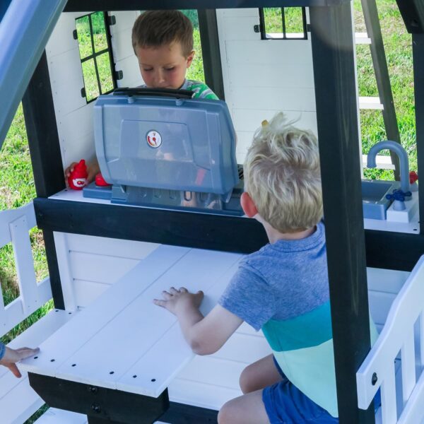 49f0aaa7466646118251ea4e26d96ff9 Backyard Discovery Canyon Creek Cedar Wood Swing Set with Wave Slide, Clubhouse, Play Kitchen, Picnic Area, Belt Swings, Web Swing, Rock Wall, Balconies, Playhouse, Step Ladder, Outdoor Playset