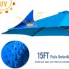 15ft Patio Umbrella with Solar Lights, Large Double Umbrella Outdoor, Rectangle 180''x106'' Umbrellas with 156 PCS LED Lights and Crank Handle for Backyard Deck Pool Shade in Black(1.9" Pole)