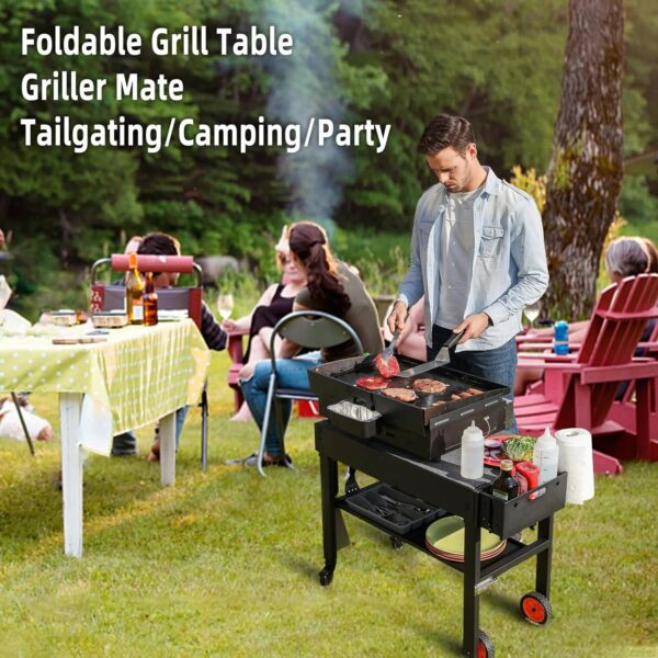Adjustable 3-Shelf Indoor & Outdoor Grill Table | Portable Work Table with Stainless Steel Tabletop