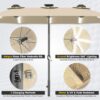 15ft Patio Umbrella with Solar Lights, Large Double Umbrella Outdoor, Rectangle 180''x106'' Umbrellas with 156 PCS LED Lights and Crank Handle for Backyard Deck Pool Shade in Black(1.9" Pole)