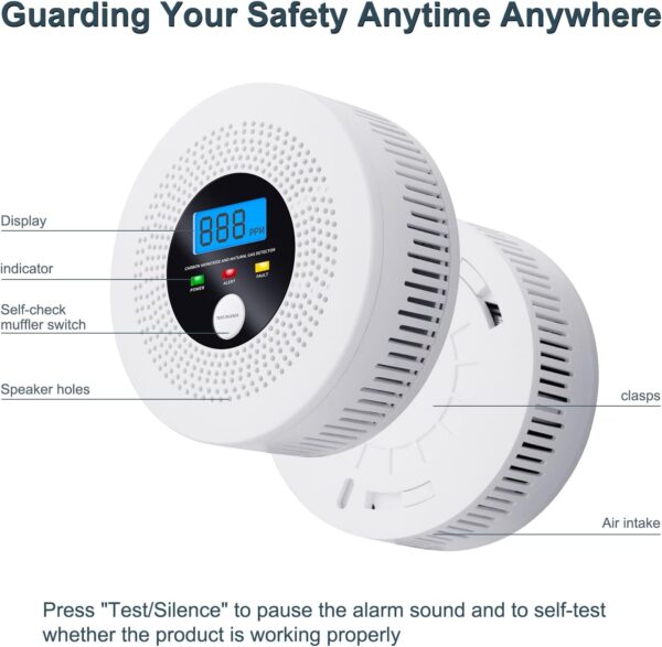 4b1c6e910aa441bbb8ea82c473f3c9aa Natural Gas and Carbon Monoxide Detector 100% Battery-Powered CO&CH4 with LED Display and Audible Visual Alerts Methane Leak Sensor for Home RV Kitchen Apartment Safety (Includes Batteries)