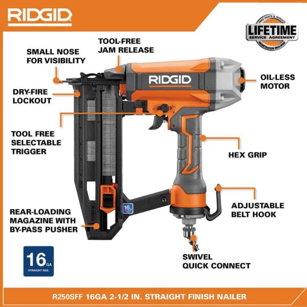 4b35f50c6ba940548b598b52c63bbb0c 6 Gal. Portable Electric Pancake Air Compressor w/ 18GA Brad Nailer, 16GA Straight Finish Nailer, & 18GA Finish Stapler R69603FK