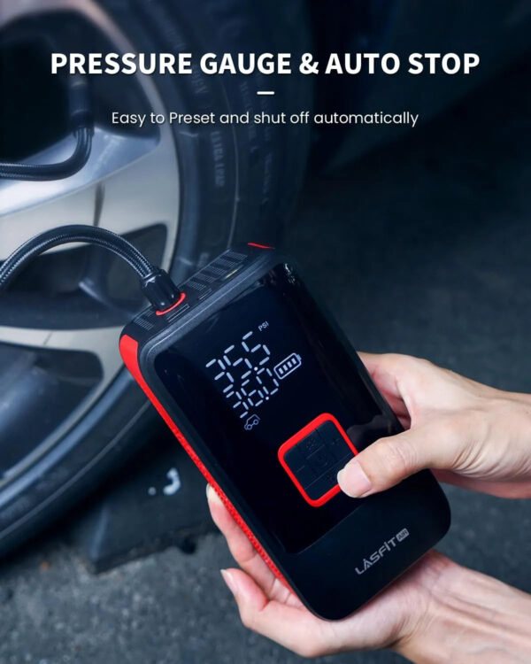 4b6ada0a8ce6487388c2bfc8c4aa5ce1 Tire Inflator Portable Air Compressor Fit Pickup Truck & Large Tires Air Pump for Car Tires w/Digital Pressure Gauge, Auto Stop, 150PSI Electric 12000mAh Cordless 12V Corded Dual-Use