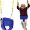 Eastern Jungle Gym Heavy-Duty High Back Full Bucket Toddler Swing Seat | Coated Swing Chains Fully Assembled | Green Swing Set Accessory