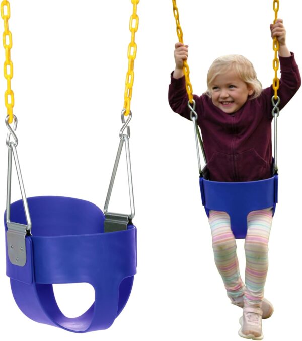 4b8057ebb9124d9cac3d61464a8ce5c0 Eastern Jungle Gym Heavy-Duty High Back Full Bucket Toddler Swing Seat | Coated Swing Chains Fully Assembled | Green Swing Set Accessory