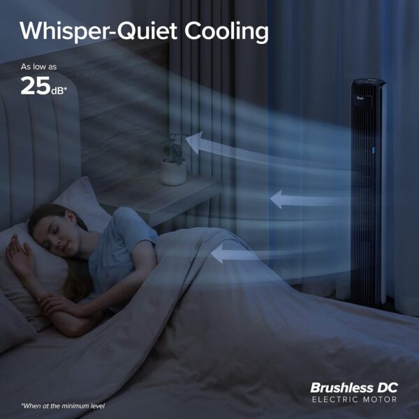 4b85e960892545a7ae810d3e99247d66 LEVOIT Tower Fan for Bedroom, Standing Fan that Blows Cold Air for Home, 28dB Quiet for Sleep, Remote, 90° Oscillation, 12H Timer, 25ft/s Velocity, 5 Speeds, 4 Modes, Bladeless 36 inch, White