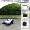 Walk-Behind Outdoor Hand Push Floor Sweeper - 5.25 Gallon Capacity - 25.5" Sweeping Width - Sweeps up to 27,900 ft² / Hour, Grey