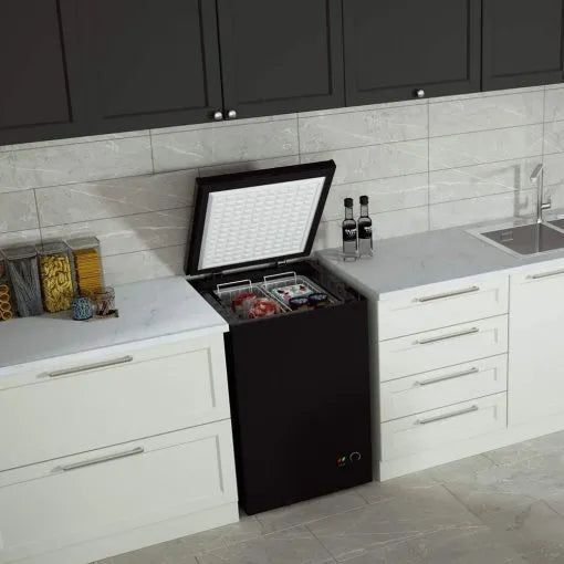 4bccf082dfc644b088eee8f2140c4890 Chest Freezer – 3.5 Cu Ft with 2 Removable Baskets – Reach In Freezer Chest – Quiet Compact Freezer – 7 Temperature Settings – Black