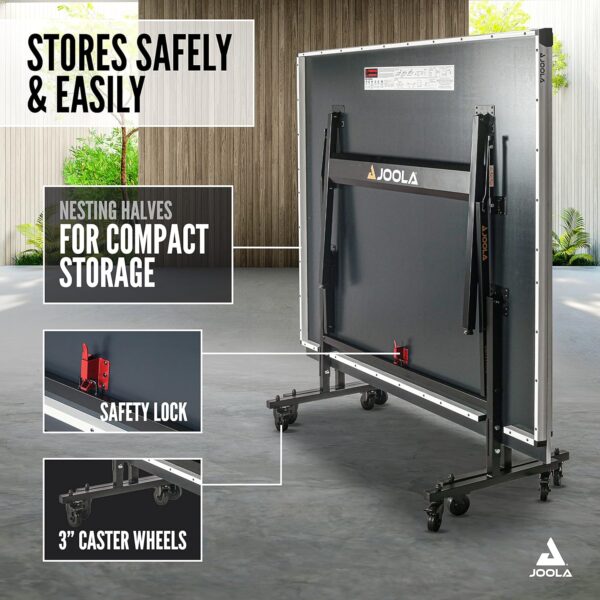 4bde4a6a59574335aaccba1d75b00d5b JOOLA Inside Professional MDF Indoor Ping Pong Table with Quick Clamp Table Tennis Net and Post Set - 10 Minute Easy Assembly - Tournament Quality - Foldable with Single Player Playback Mode