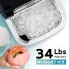 Nugget Ice Maker Countertop with Handle, Ready in 6 Mins, 34lbs Per Day, Removable Top Cover, Auto-Cleaning, Portable Sonic Ice Maker with Basket and Scoop, for Home/Party/RV/Camping (Black)