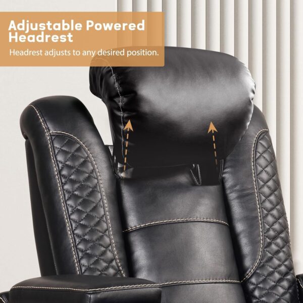 4cbdffcae4c441f2bd69f51abe0899d3 Power Home Theater Seating Set of 3, Brown Faux Leather Electric Recliner Chair with Powered Headrest, Dual Motors Movie Reclining Chairs with LED Lights,USB Port,Cup Holders, Hidden Arm Storage