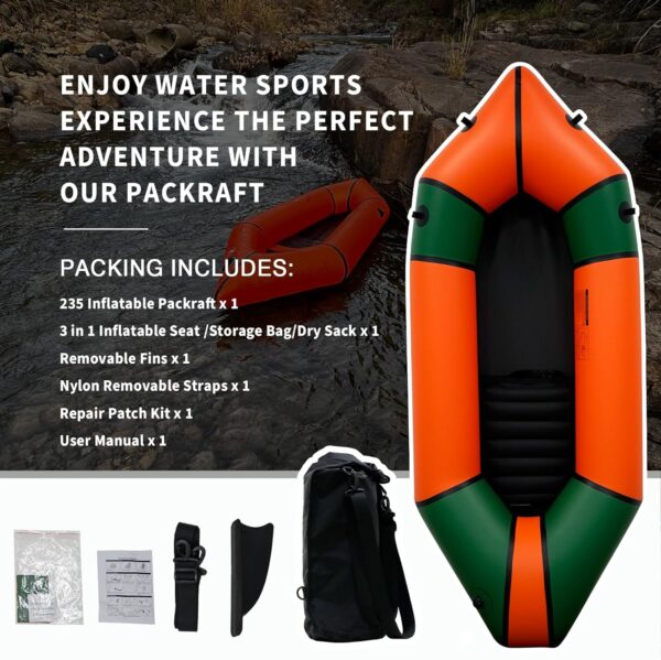 4cdd2479fa9744f8aef07f7f80843529 Lightweight Packrafts, TPU Inflatable Kayak for Flat Water Rafting Camping Trip/Fishing/Water Adventures 1 Person/2 Person Packraft, 330lb/660lb Weight Capacity