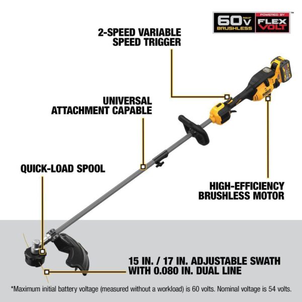 60V MAX 17 in. Cordless Battery Powered String Trimmer and Leaf Blower Combo Kit with (1) 9 Ah Battery & Charger DCKO266X1
