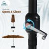 15ft Double Sided Patio Umbrella with Solar Lights, Outdoor Large Umbrellas with Crank Handle and 36 LED Lights, Rectangular Market Umbrella with Base Included for Deck Pool Shade