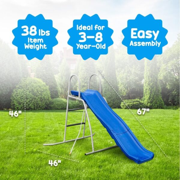 4ebbbebf9fe34f43a6de3e68f43bc31e XDP Recreation 6 Foot Water Wave Slide with Built In Adjustable Sprinkler, Freestanding with Ground Pad and Hose Extension for Lawn Fun, Ages 3 to 8