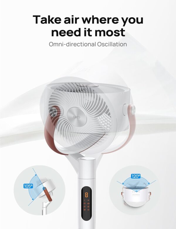 4ee76c4cd88247118399793db7f56865 Dreo Pedestal Fan with Remote, PolyFan 513S, 43'' Quiet Standing Fan for Home Bedroom, 120°+105° Smart Oscillating Floor Fans with Wi-Fi/Voice Control, Works with Alexa/Google, 6 Modes, 8 Speeds,Grey