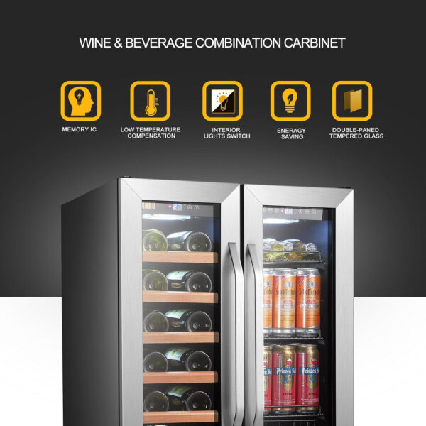 4ee95662b9584c6ca7b0d8c1fd47f8b2 Lanbo - Freestanding/Built-In 23.4'' width 18 Bottle 56 Can Dual Zone Combo Wine and Beverage Cooler - Black