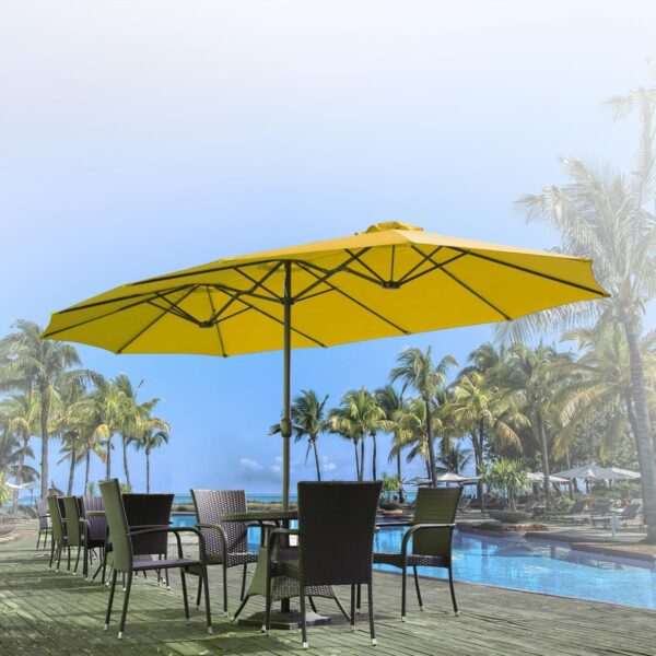 4ef5c8d6d1dd44b2b45548e0246fe1bf 15ft Patio Umbrella with Solar Lights, Large Double Umbrella Outdoor, Rectangle 180''x106'' Umbrellas with 156 PCS LED Lights and Crank Handle for Backyard Deck Pool Shade in Black(1.9" Pole)