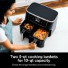 DZ401 Foodi 10 Quart 6-in-1 DualZone XL 2-Basket Air Fryer with 2 Independent Frying Baskets, Match Cook & Smart Finish to Roast, Broil, Dehydrate for Quick, Easy Family-Sized Meals, Grey