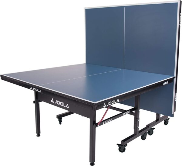 4f46b6a67e1c41268306a0f982d6059d JOOLA Inside Professional MDF Indoor Ping Pong Table with Quick Clamp Table Tennis Net and Post Set - 10 Minute Easy Assembly - Tournament Quality - Foldable with Single Player Playback Mode