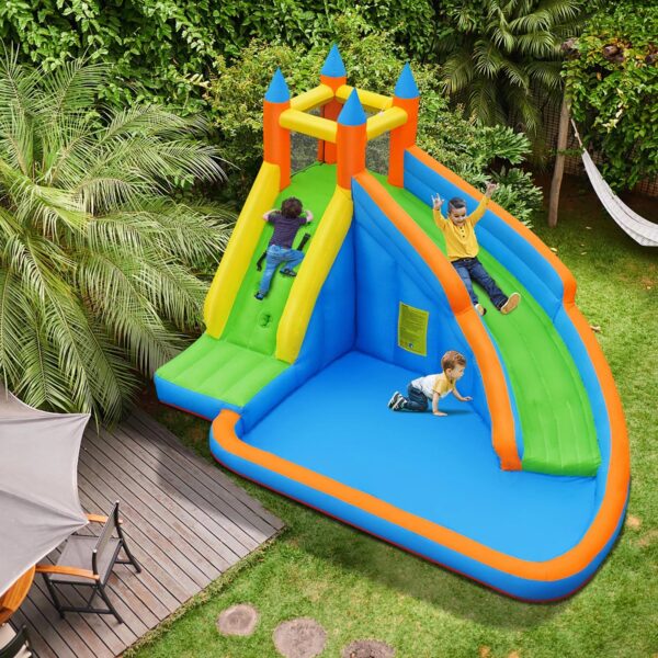 4fb933ee2f3b4fe1a27ced079a042774 Costway Inflatable Water Slide Mighty Bounce House Castle Splash Pool without Blower