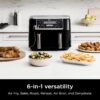 DZ401 Foodi 10 Quart 6-in-1 DualZone XL 2-Basket Air Fryer with 2 Independent Frying Baskets, Match Cook & Smart Finish to Roast, Broil, Dehydrate for Quick, Easy Family-Sized Meals, Grey