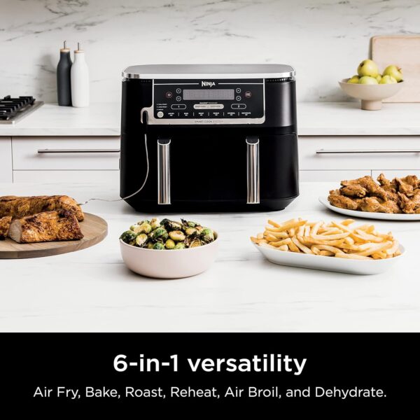 4fca1128f8444945884ea115b87f5796 DZ401 Foodi 10 Quart 6-in-1 DualZone XL 2-Basket Air Fryer with 2 Independent Frying Baskets, Match Cook & Smart Finish to Roast, Broil, Dehydrate for Quick, Easy Family-Sized Meals, Grey